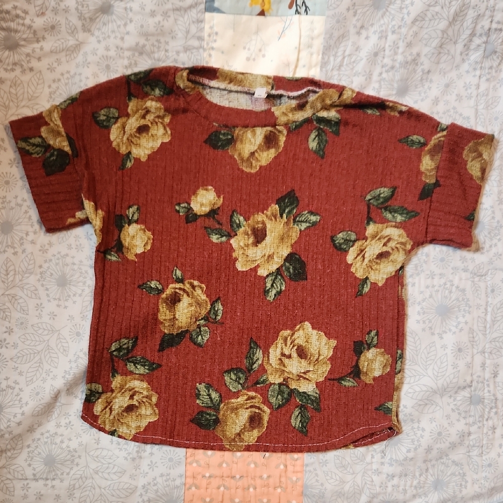 Floral Kids Shirt - Red and Yellow